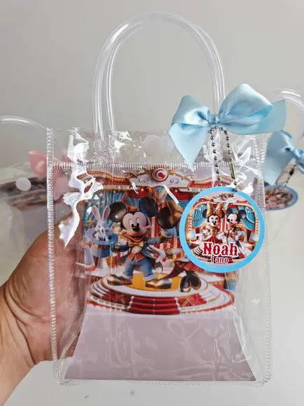 Sacolinha Cristal Personalizada 15x13 Mickey Minnie