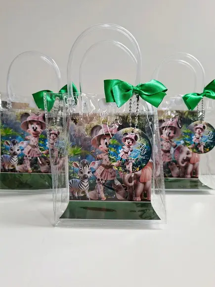 Sacolinha Cristal Personalizada 15x13 Minnie Safari
