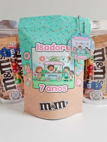 Saquinho Zip + Tag com M&ms 12x20 Doces