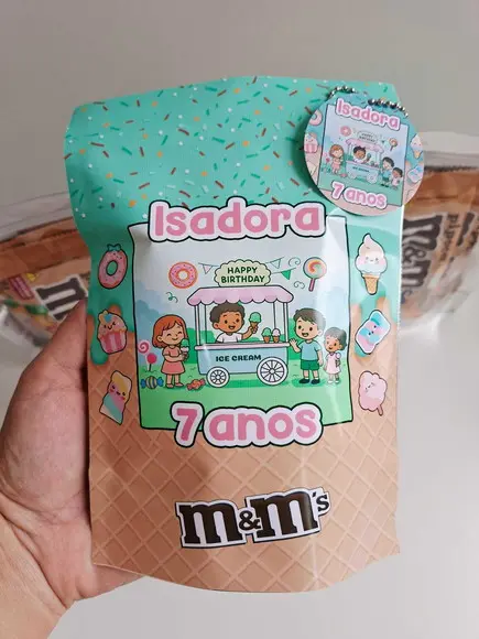 Saquinho Zip + Tag com M&ms 12x20 Doces