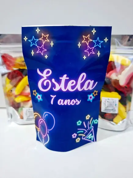 Saquinho Zip com Bala Fini 10x15 Neon