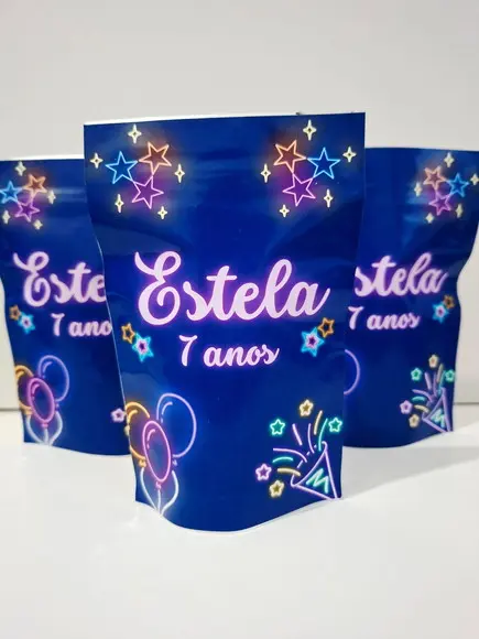 Saquinho Zip com Bala Fini 10x15 Neon