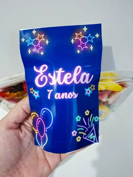 Saquinho Zip com Bala Fini 10x15 Neon