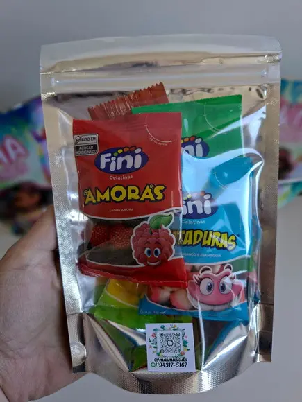 Saquinho Zip com Bala Fini 12x19,5cm Academia Unicórnio