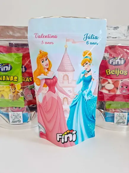 Saquinho Zip com Bala Fini 12x19,5cm Princesas