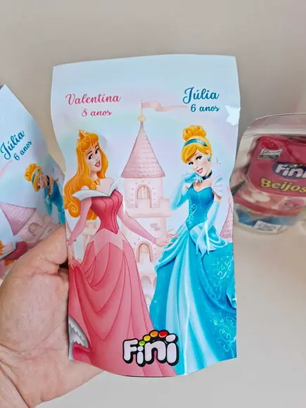 Saquinho Zip com Bala Fini 12x19,5cm Princesas