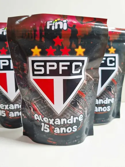 Saquinho Zip com Bala Fini 13x18cm Futebol