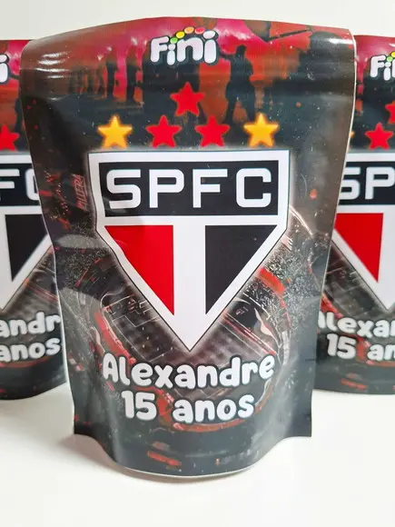 Saquinho Zip com Bala Fini 13x18cm Futebol