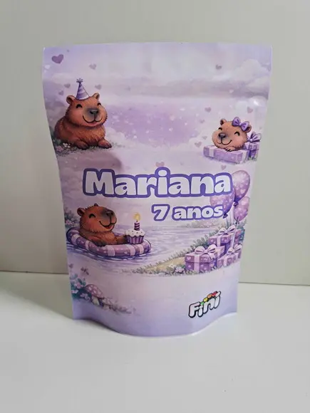 Saquinho Zip com Bala Fini 13x18cm Capivara