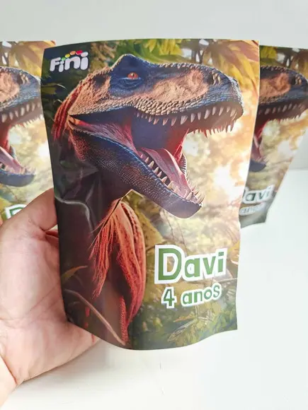 Saquinho Zip com Bala Fini 13x18cm Jurassic