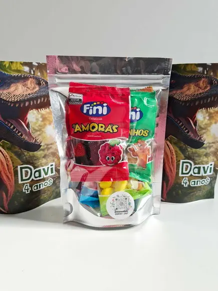 Saquinho Zip com Bala Fini 13x18cm Jurassic