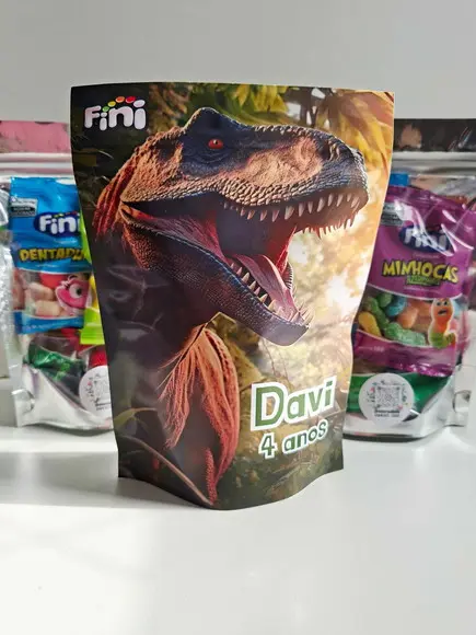 Saquinho Zip com Bala Fini 13x18cm Jurassic