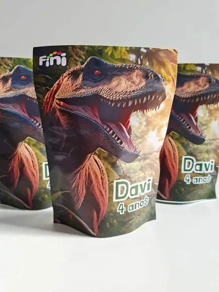 Saquinho Zip com Bala Fini 13x18cm Jurassic
