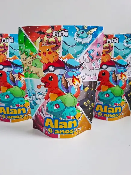 Saquinho Zip com Bala Fini 13x18cm Pokemon