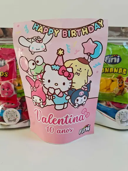 Saquinho Zip com Bala Fini 13x18cm Sanrio Hello Kitty