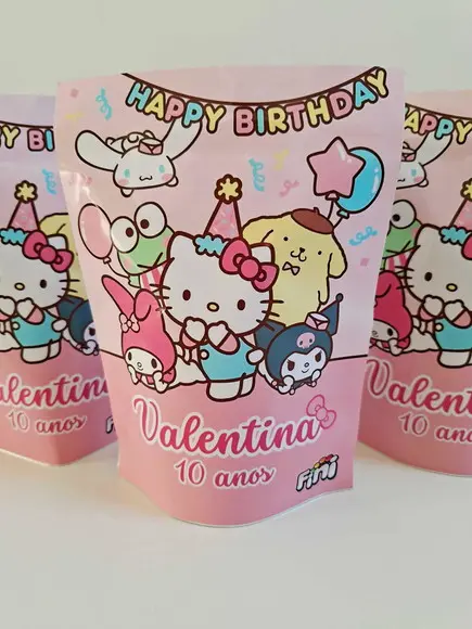 Saquinho Zip com Bala Fini 13x18cm Sanrio Hello Kitty