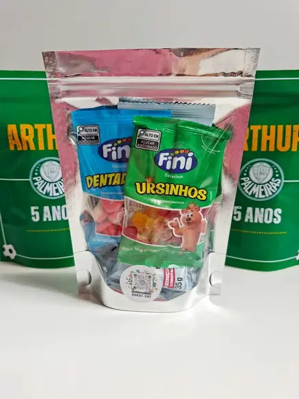 Saquinho Zip com Bala Fini 13x18cm Time de Futebol