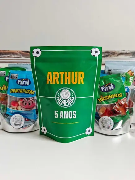 Saquinho Zip com Bala Fini 13x18cm Time de Futebol