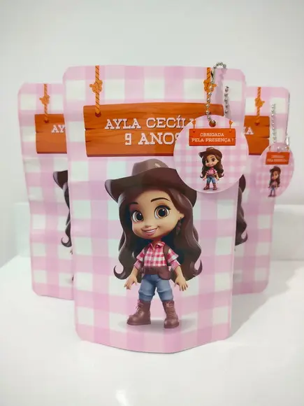 Saquinho Zip com Tag Lembrancinha 10x15 Boiadeira