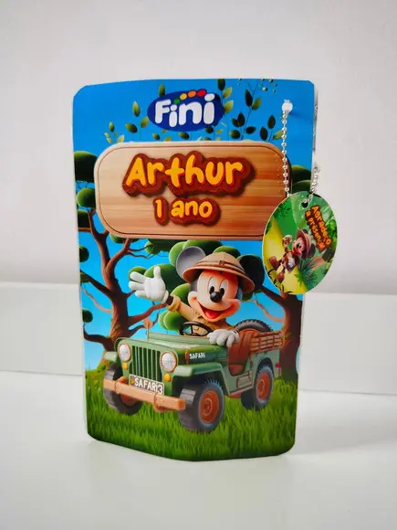 Saquinho Zip com Tag 10x15 Mickey