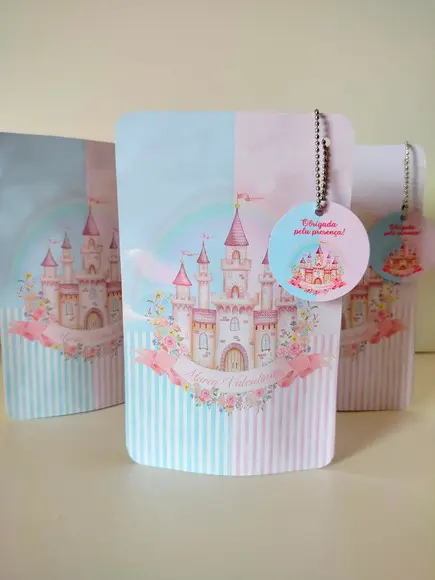 Saquinho Zip com Tag Lembrancinha 12x19,5 Castelo