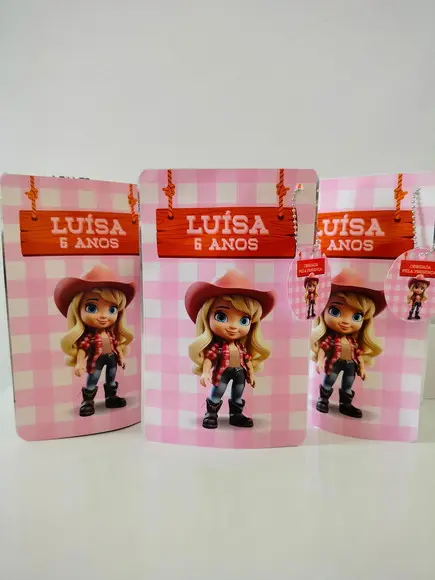 Saquinho Zip com Tag Lembrancinha 12x19,5 Boiadeira Loira