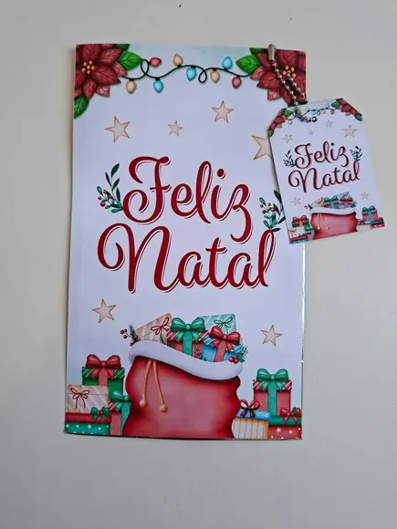 Saquinho Zip com Tag Lembrancinha 12x19,5 Natal