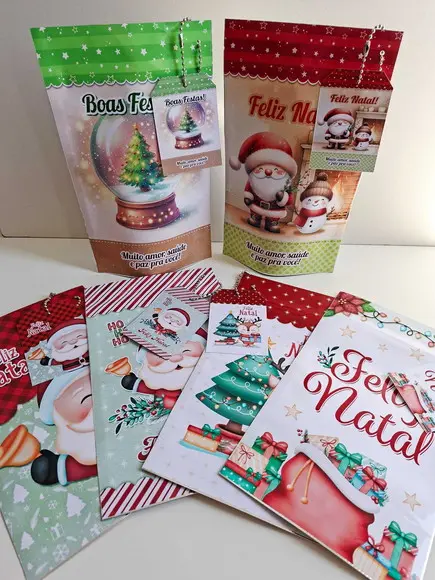 Saquinho Zip com Tag Lembrancinha 12x19,5 Natal
