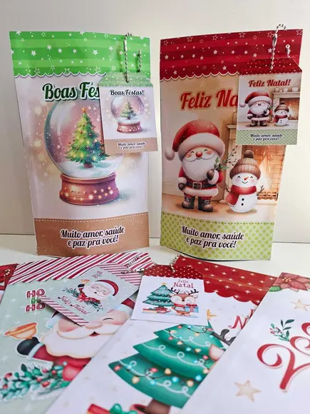 Saquinho Zip com Tag Lembrancinha 12x19,5 Natal