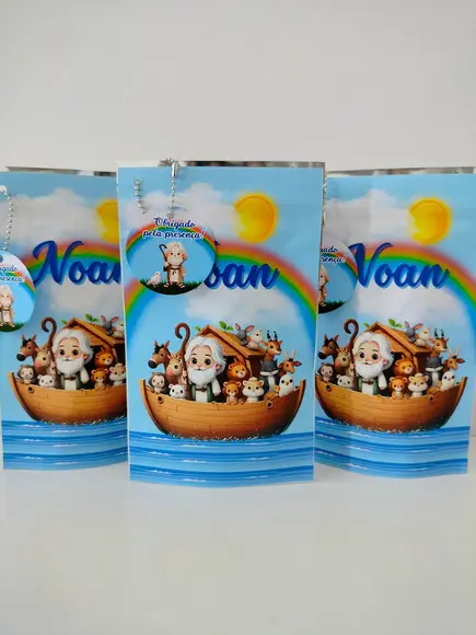 Saquinho Zip com Tag Lembrancinha 12x19,5 Noé