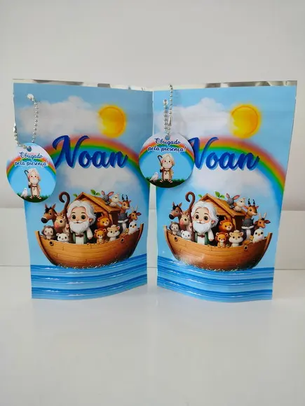 Saquinho Zip com Tag Lembrancinha 12x19,5 Noé