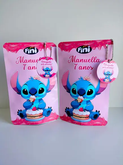 Saquinho Zip com Tag Lembrancinha 12x19,5 Stitch
