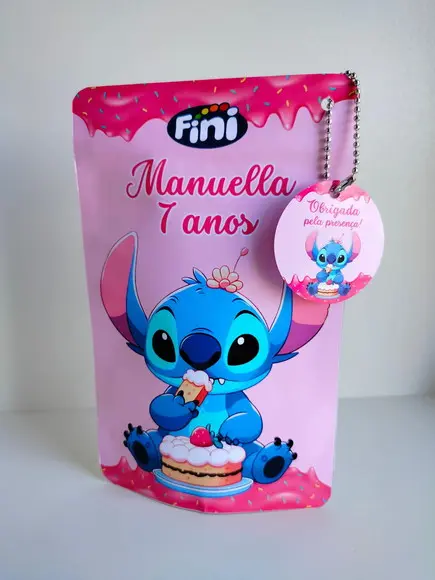 Saquinho Zip com Tag Lembrancinha 12x19,5 Stitch