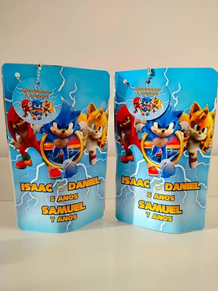 Saquinho Zip com Tag Lembrancinha 12x19,5 Sonic