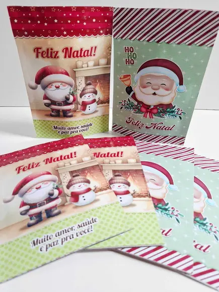 Saquinho Zip Lembrancinha 12x19,5 Natal