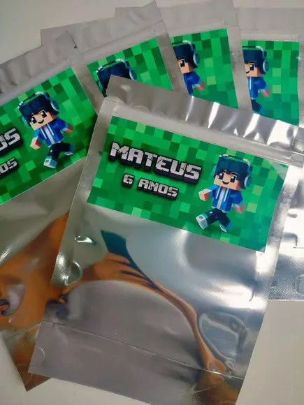 Saquinho Zip Lembrancinha 16x24 Minecraft