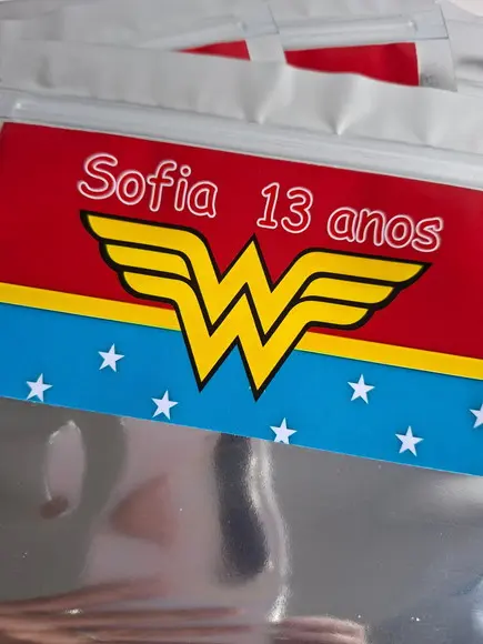 Saquinho Zip para Lembrancinha 16x24 Mulher Maravilha