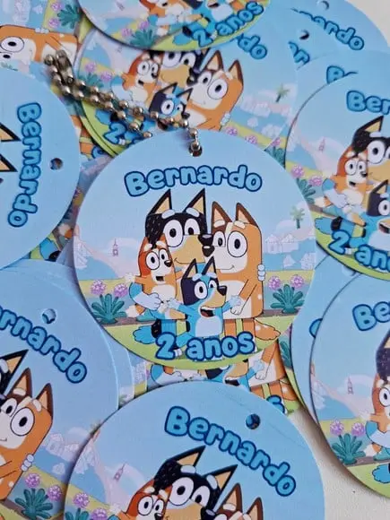 Tag com Correntinha Lembrancinha Bingo e Bluey
