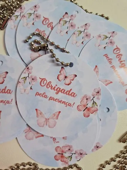 Tag com Correntinha Lembrancinha Jardim das Borboletas