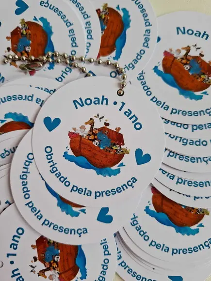 Tag de Agradecimento com Correntinha Lembrancinha Arca Noe