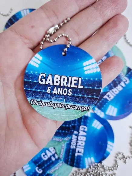 Tag de Agradecimento com Correntinha Lembrancinha Futebol