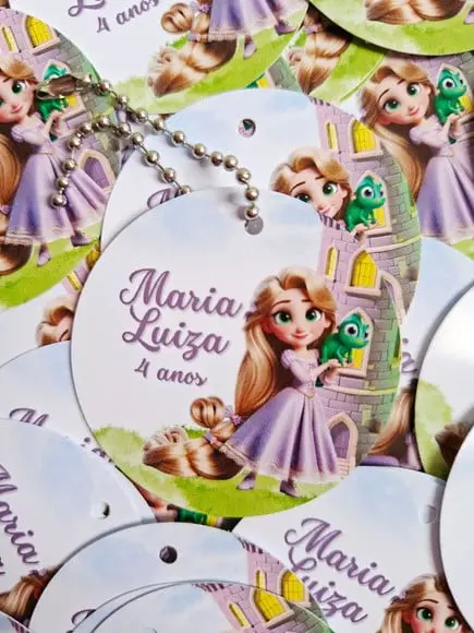Tag de Agradecimento com Correntinha Lembrancinha Rapunzel