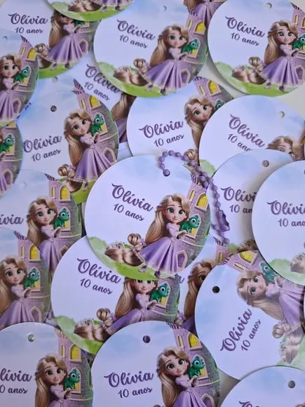 Tag de Agradecimento com Correntinha Lembrancinha Rapunzel