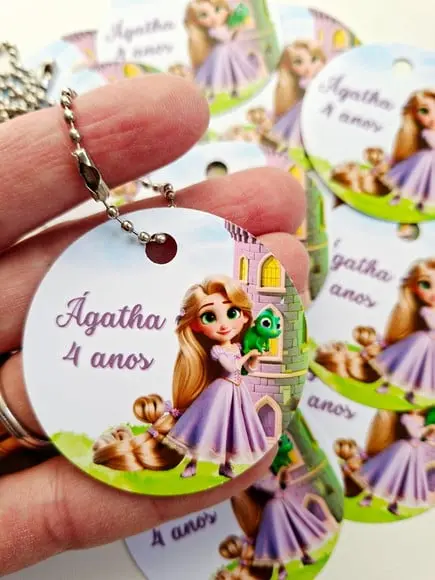 Tag de Agradecimento com Correntinha Lembrancinha Rapunzel