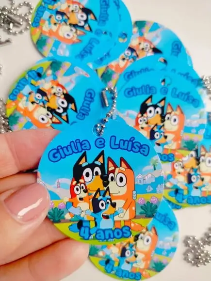 Tag de Agradecimento com Correntinha para Lembrancinha Bluey