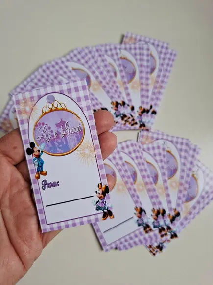 Tag de Agradecimento com Correntinha para Lembrancinha Disne