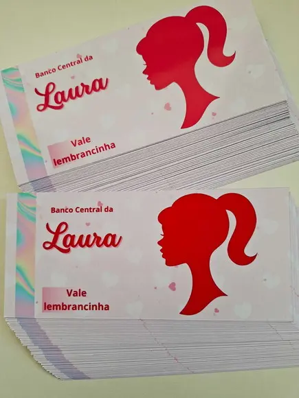 Vale Ticket Dinheirinho Personalizado Barbie