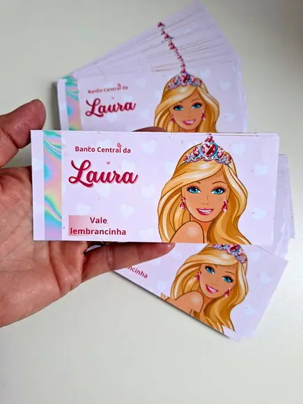 Vale Ticket Dinheirinho Personalizado Barbie