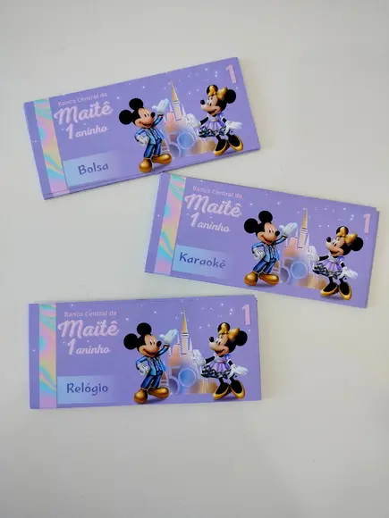 Vale Ticket Dinheirinho Personalizado Disney 50 Anos