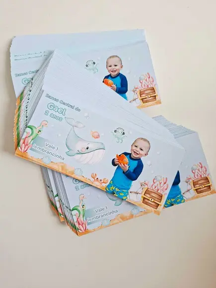 Vale Ticket Dinheirinho Personalizado Fundo do Mar